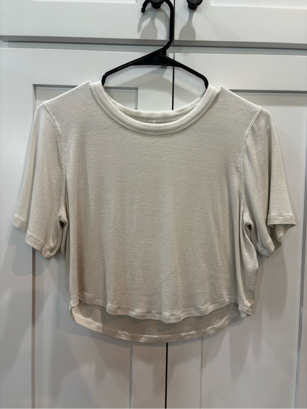 lululemon athletica Hold Tight Cropped Crew Tee in Light Beige